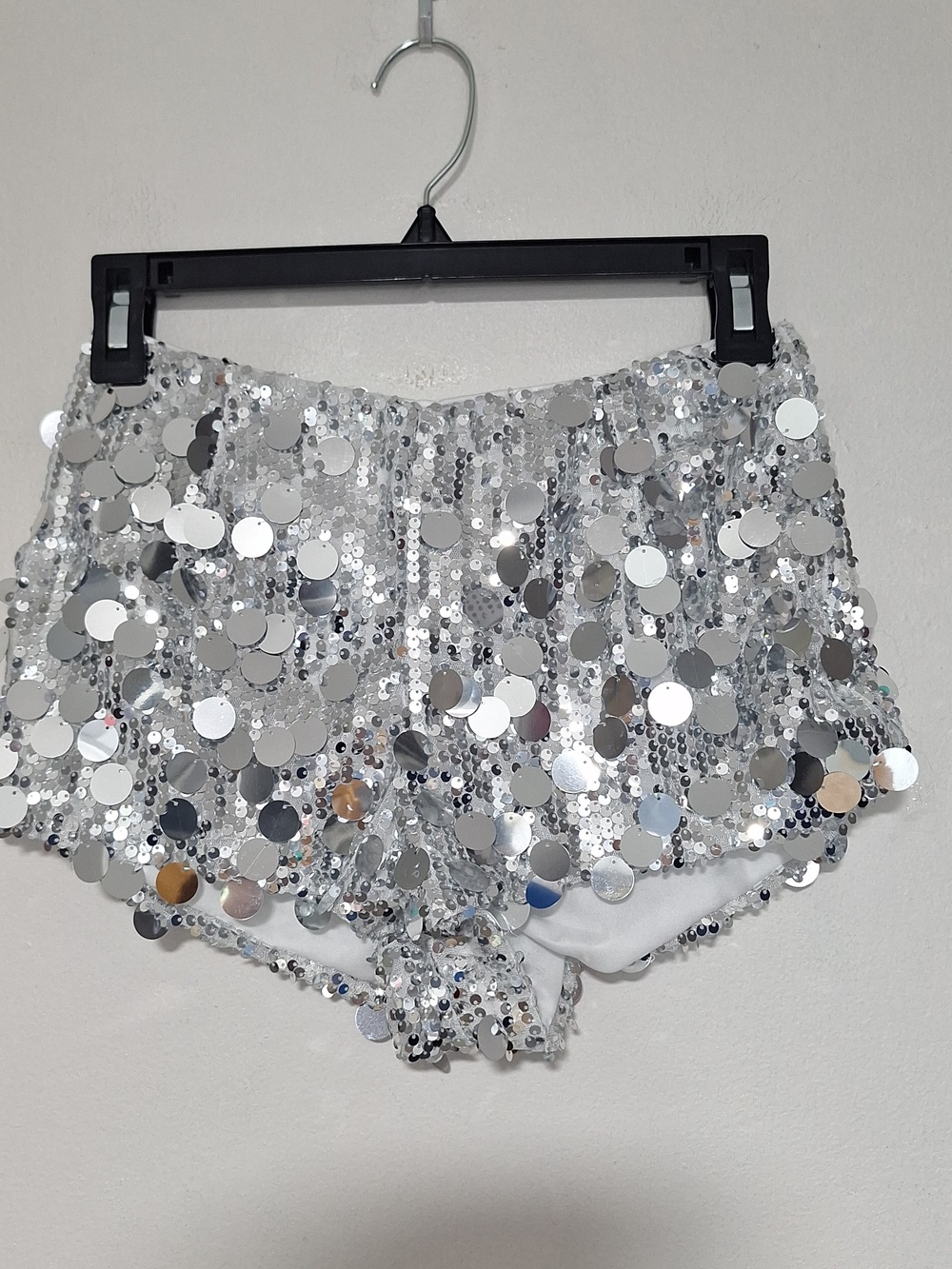 Glamorous Festival Concert Silver Sequin High Waist Women's Shorts